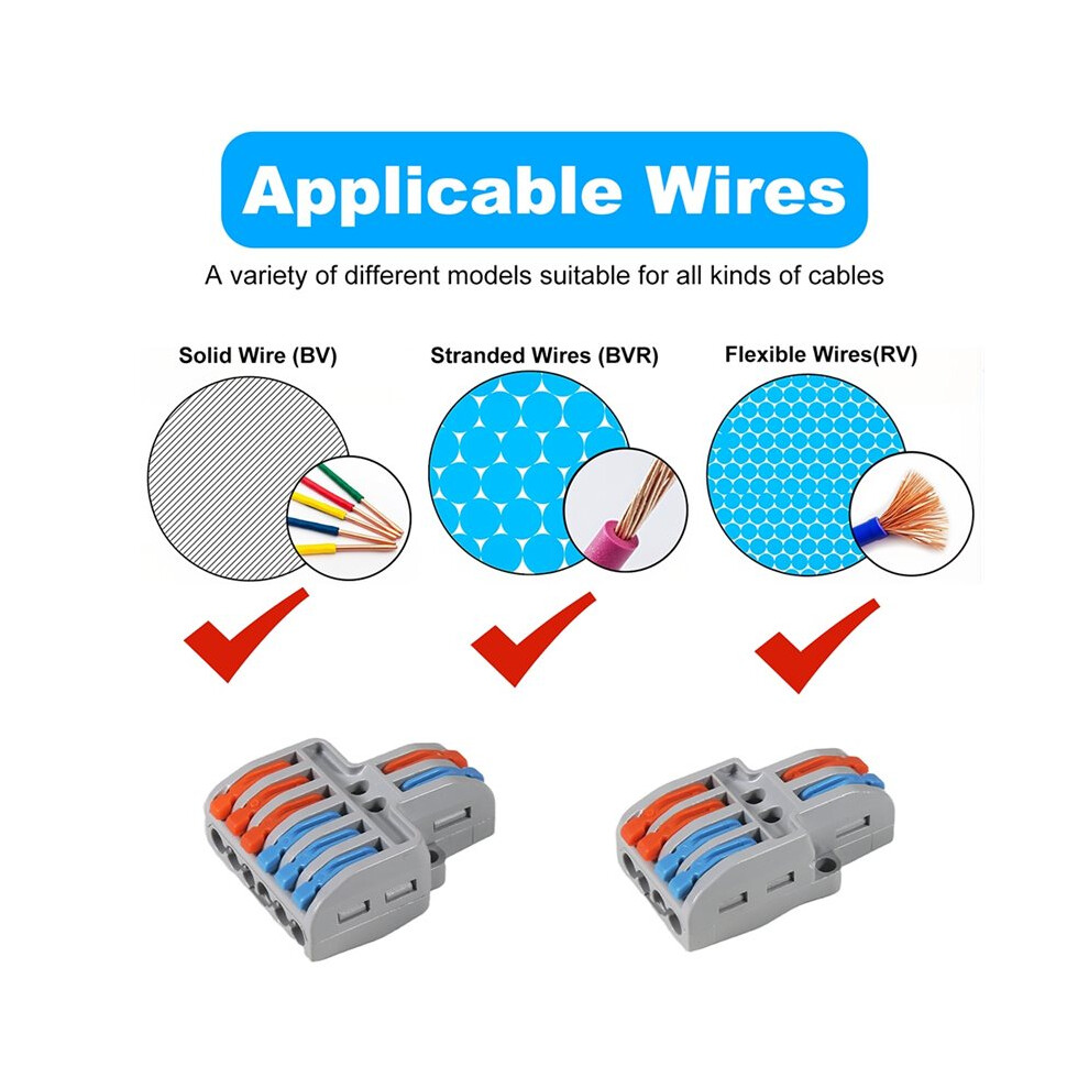 9Pcs Compact Splicing Wire Connectors Assortment Pack Lever Connector Kit, Quick Wiring Connector For Awg 28-12 6032762777429