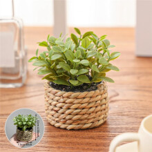 Small Fake Potted Plants,Seagrass Handwoven Planters,Eucalyptus Plant for Home Bathroom Shelf Tabletop Desk Room Decor C