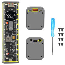 Boîtier de Batterie Externe PD65W à Charge Ultra-Rapide, Sans Soudure, pour 8 Cellules 18650, avec Port de Charge Rapide USB Type-C, Jaune