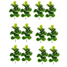 12X Plantes Artificielles Violon Feuille Figue Faux Ficus Lyrata Arbre Faux Buissons Verts Verdure pour Jardin Porche Fenêtre Boîte Décor
