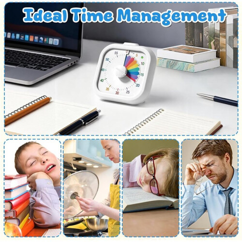 Visual Timer Rainbow, 60 Minute Countdown Timer for Children & Adults, Silent Operation for Classroom Kitchen Home
