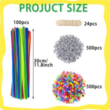 Kit de Colar de Cão DIY, 1124 Peças com Limpadores de Canudo, Contas de Plástico, Contas de Alfabeto, Discos de Madeira, Suprimentos para Festa de