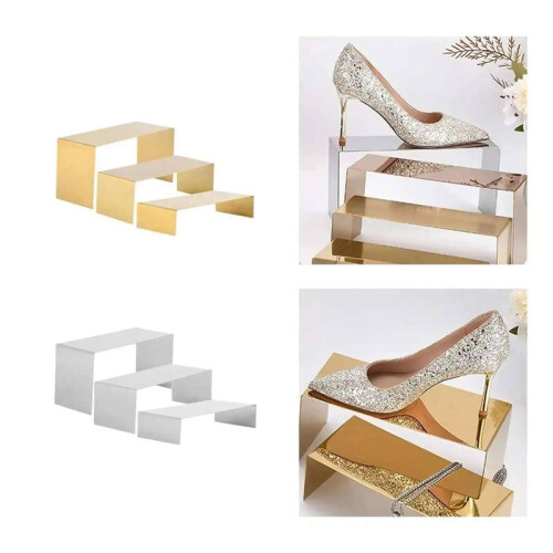 Väskdisplayställ Set 3, Väskdisplay, Handväskdisplayställ Skohylla för Plånböcker, Skor, Parfym Guld