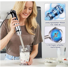 5-in-1 Stainless Steel Immersion Blender Set, Home Handheld Electric Stirrer for Food and Baby Meal Preparation EU PLUG