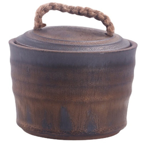 Ceramic Coffee Can Tea Caddy: Retro Wide Mouth Sealed Pu'Er Tea Storage Container