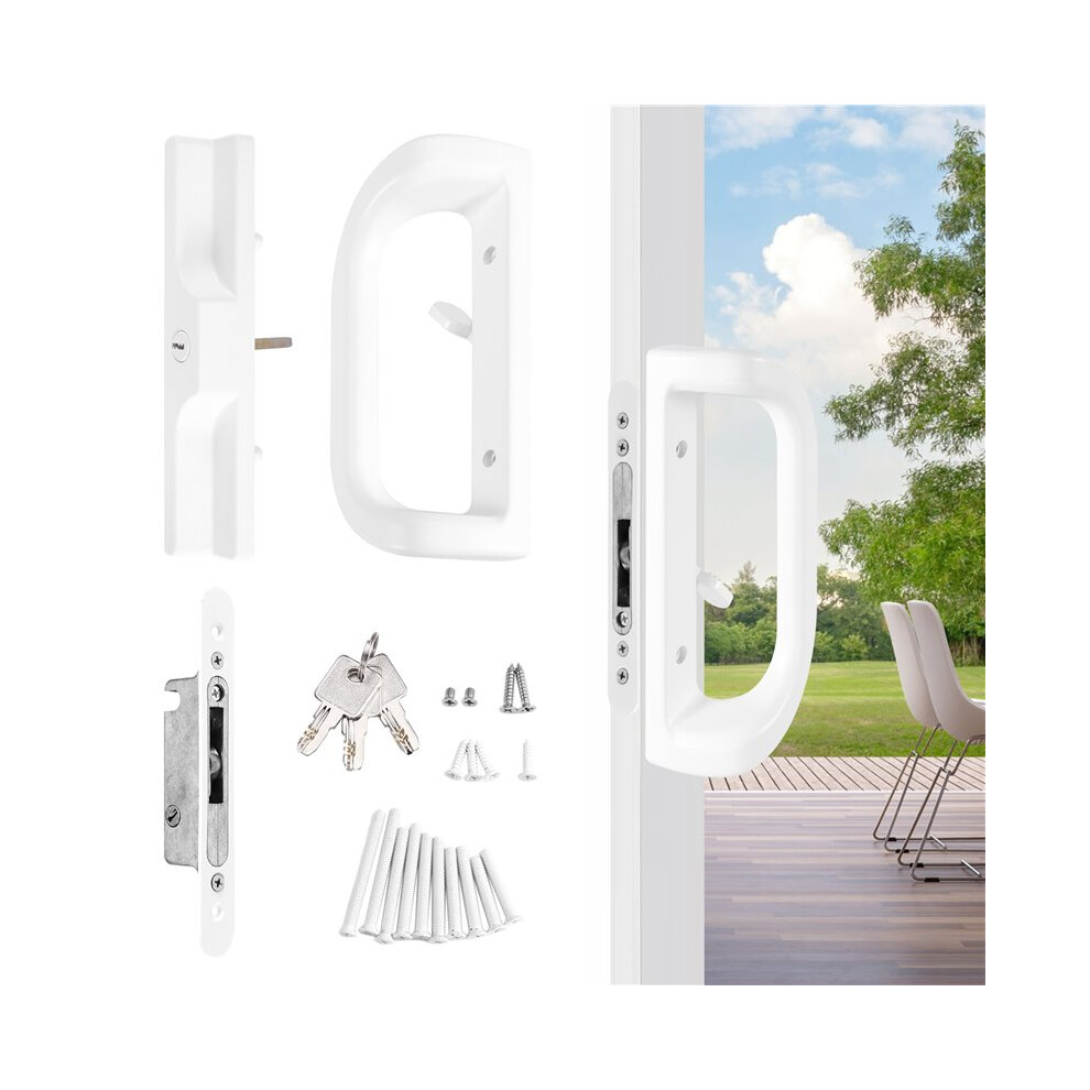 Sliding Glass Door Lock Set With Key Cylinder And Mortise Lock Reversible Design Fits 1-3/8" To 1-3/4" Thick Doors 4712080457914