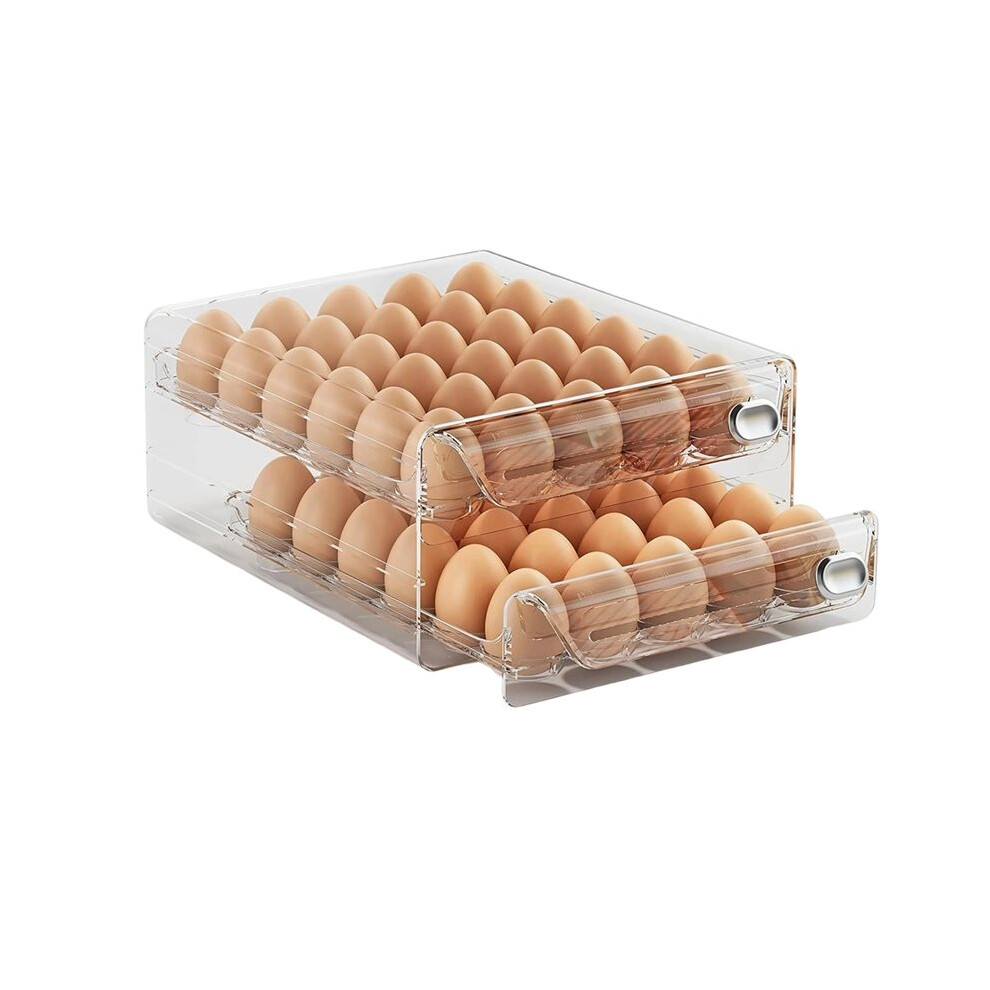 Egg Holder For Fridge,Egg Container For Refrigerator,Stackable Egg Storage Container,Layers Egg Tray,Clear Egg Organizer Saudism