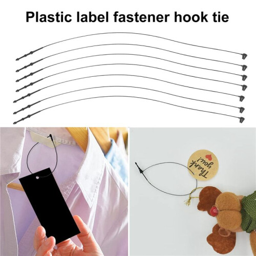 7 inch 1000 Pcs Black Snap Lock Pin Loop Plastic Tag Fastener Hook Ties 2