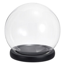 4.9" Clear Cloche Glass Dome, Glass Bell Jar Globe Display Case Tabletop Centerpiece with Black Wooden Base