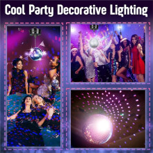 Boule Disco Motorisée avec Boule Miroir de 15 cm, Vitesse de Rotation Variable, Câble D'Alimentation USB de 5 M, Idéale pour les Fêtes et les