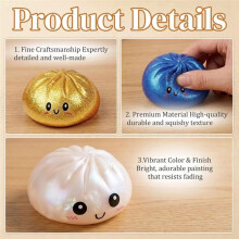 Dumpling Squishies, Glitter Dumpling Box,Colorful Sensory Toys Stress Relief ,Soft Squeeze Decompression Dough