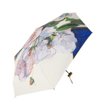 2025 Parasol Umbrella for Sun Protection Floral Pattern Compact for Rain Dual Function Outdoor Accessory Black Glue Flower