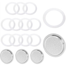 Lot de 16 Filtres de Rechange pour Cafetière Italienne Bialetti 6 Tasses Moka Express, Compatible avec les Modèles Fiammetta, Break, Happy, Dama et