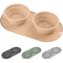 Dog Food Bowls Pet Bowls & Collapsible Dog Bowl Dog Water Bowls with No-Spill and Non-Skid, Feeder Bowls with Dog Bowl Mat for Small Medium Large Size