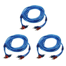 3pcs 5M 2 Rca to 2 Rca Plug Car Stereo Audio Copper Cable System Amplifier Braided