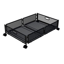 Under the Bed Quilt Storage Bins Large Capacity Rolling Iron Drawer for Clothes, Blankets Foldable Shoe Organizer Black
