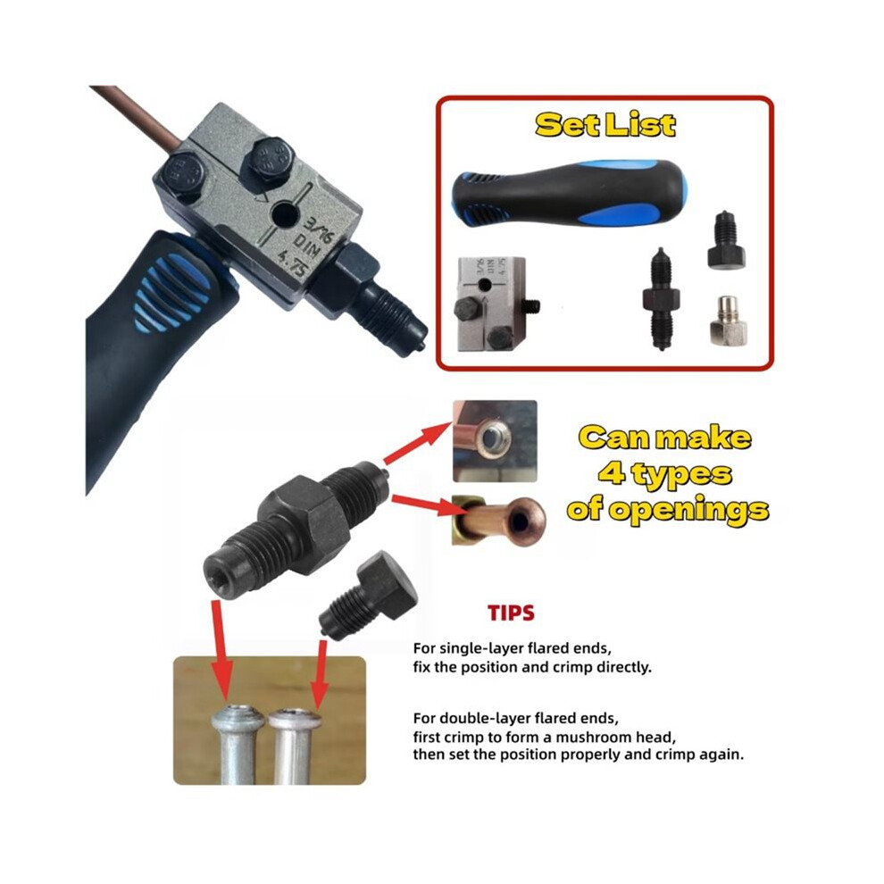 12Pcs Professional Brake Flaring Tool Kit For Din Sae 4.75Mm & 6.35Mm Pipes Automotive Repair And Maintenance Tool 4713698784263