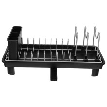Dish Drying Rack Kitchen Counter Dish Organizer with Utensil Rack and Spout Stainless Steel for Home Sink Cutlery