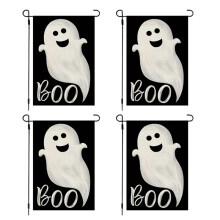 Dwustronna, Lniana Flaga Ogrodowa z Nadrukiem na Halloween, Świąteczna Dekoracja, Flaga Ogrodowa, Flaga Powitalna Przy Wejściu Nr 7