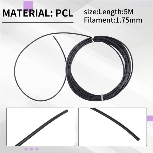 5M Pcl 1.75Mm Filament Low Temperature 3D Printing Pen Supplies For 3D Printer/3D Printer Pen(Black) 1