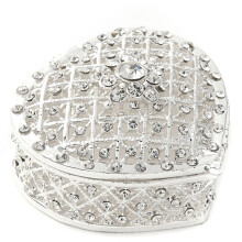 Jewelry Box Crafts Ornaments Heart-Shaped Wedding Set Heart-Shaped Gift Box Ceremony Gift Jewelry,Silver
