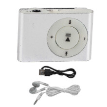 2025 Portable Digital Music Media Player MiniMP3 BackClip Player with Earphones and USB Charging Cable (Silver Color)