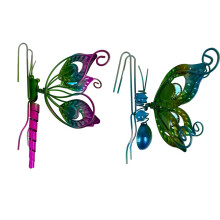 Flower Pot Decoration Pendant Butterfly Dragonfly Metal Green Ornaments Potted Painted Plant Decoration B
