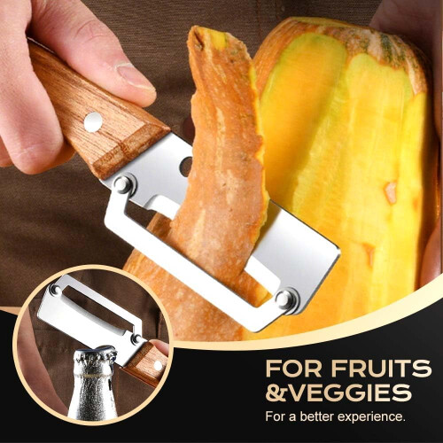 (Yellow, -) 2 pack κίτρινος αποφλοιωτής – ξύλινη λαβή & ανοιχτήρι μπουκαλιών, εργονομικός 1
