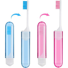 Travel Toothbrushes Cover Case Holders Kit Soft Bristles Tooth Brushes Mini Size Portable Small Folding Pack Supplies Tiny Set Compact Wrapped in Pock