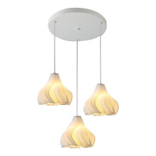 3D Printed Cluster 3-Light Chandelier Wave Design Ceiling Chandelier for Bedroom Kitchen Island Living Room E