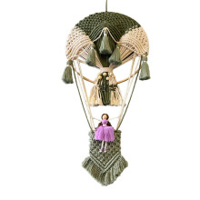 Hot Air Balloon Wall Hanging Hand-Woven  Wall Decor Bohemian Home Decor Room Background ArmyGreen