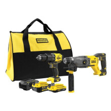 Conjunto de herramientas eléctricas 18V - STANLEY - V20 SFMCD715/SFMCH900 - 2 baterías (4.0Ah+2.0Ah) - Bolsa incluida