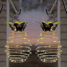 2025 2 Pack 60LED Waterproof Pineapple Solar Hanging Lantern Lights, Outdoor Solar Pineapple Light for Garden,Yard, Patio