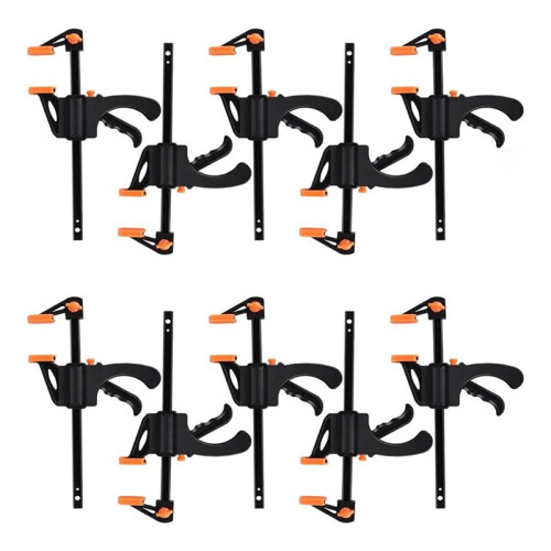 Conjunto de 10 Grampos de Parafuso com Fixação Rápida com uma Mão, 10 cm (4 Polegadas), para Marcenaria, Aço e Nylon, Fixação Precisa.