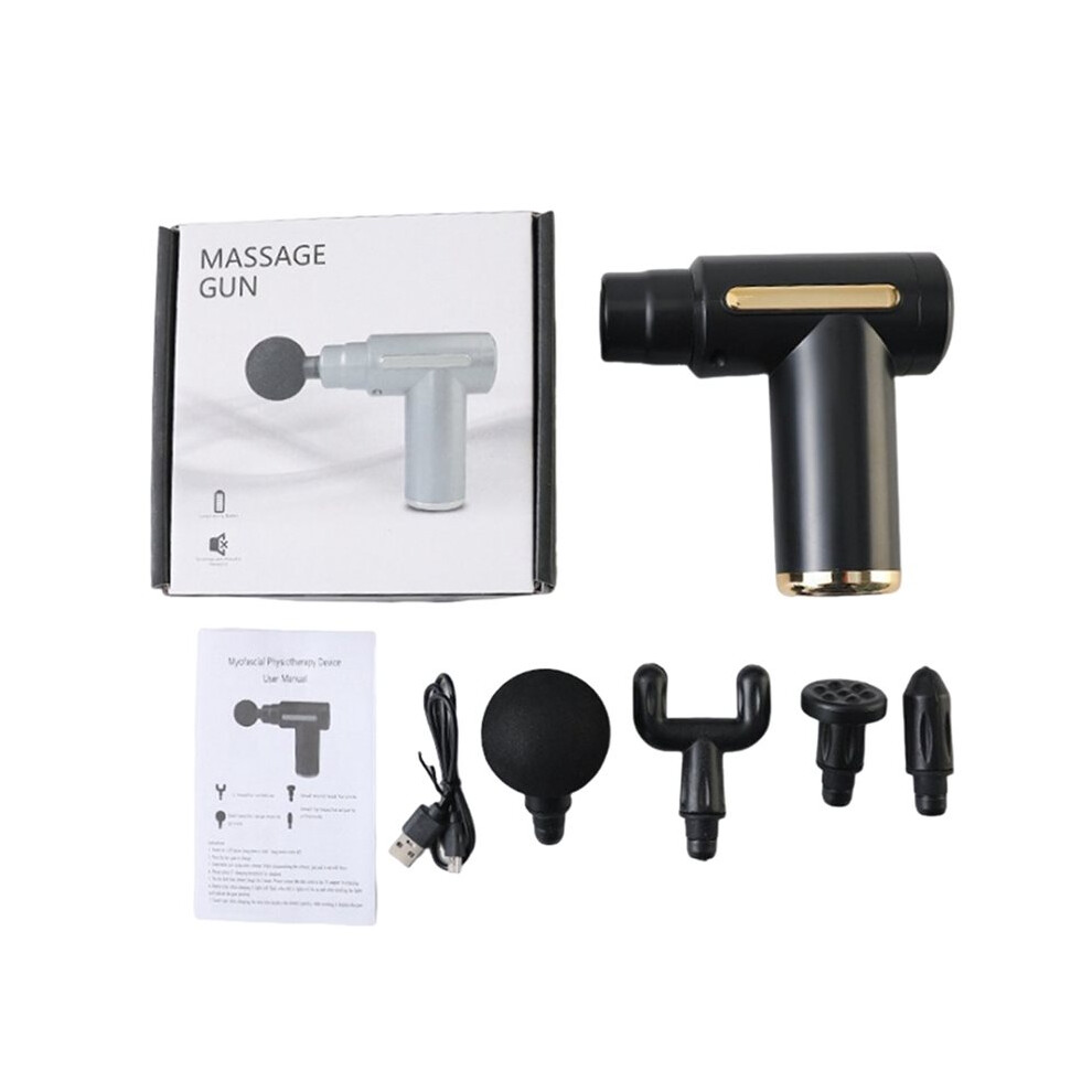 Brecantia Electric Massage Gun, 4-Piece Deep Tissue Percussion Massage Tool, Relaxes Muscles In Body Parts And Relieves Pain