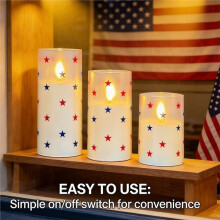 1set/3pcs July 4th Decorative Flameless Candles with Remote Control, Set of 3, Electronic Candle Light
