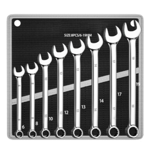Combination Spanner Set, 8 Piece Set, 6-19mm Range, High-Performance Quality,CR-V