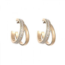 2025 Cubic Zirconia Sparkling Round Huggie Ear Cuff Gold Earrings for Women Clip On Cartilage