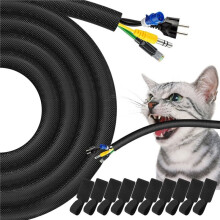 Cord Protectors,10FT 1/2" Wire Protector for Cats,Rabbits,Dogs, Braided Cord Cover,Cable Sleeves, for USB, Power, Audio