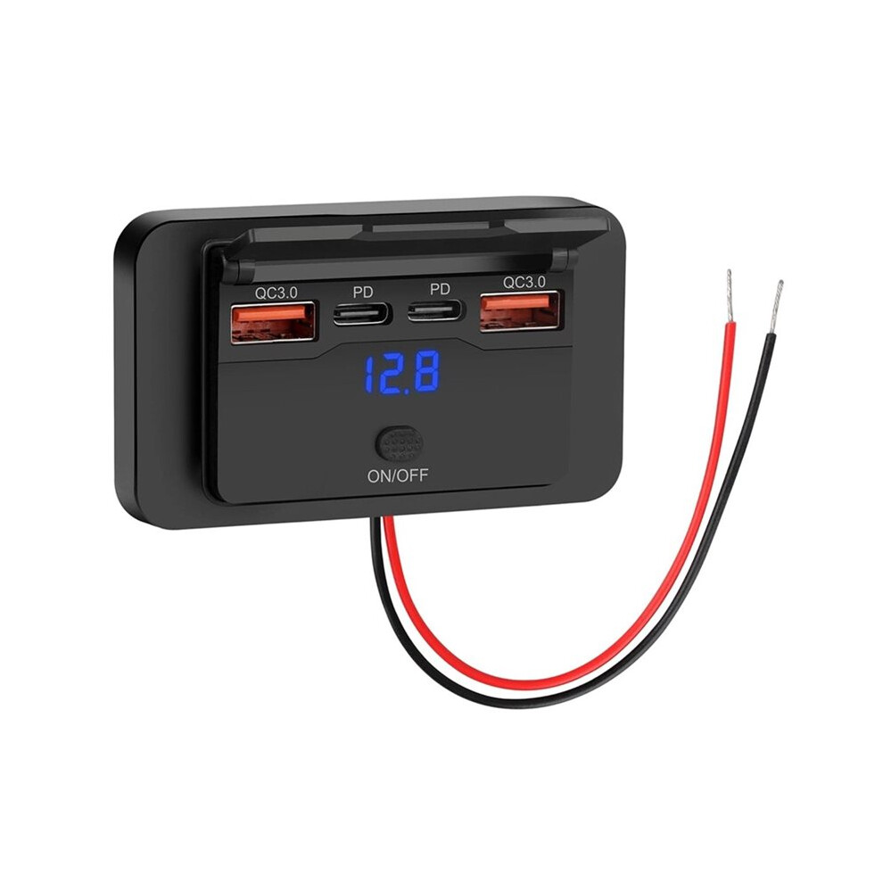 Rv Usb Outlet 4 Car Charger Socket Panel With Voltage Display Auto Boat Marine Power Adapter Outlet 4712591354696