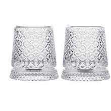 2 Pcs 10oz  Whiskey Glasses Set of 2, Rotating Old Fashioned Clear Rocks Glasses for  & Bourbon
