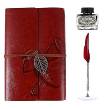 2025 25.5X4.5cm Wine Red Wine Bottle Holders 1 Set 4-pieces Creative Retro Notebook Feather Dip Pen Ink P