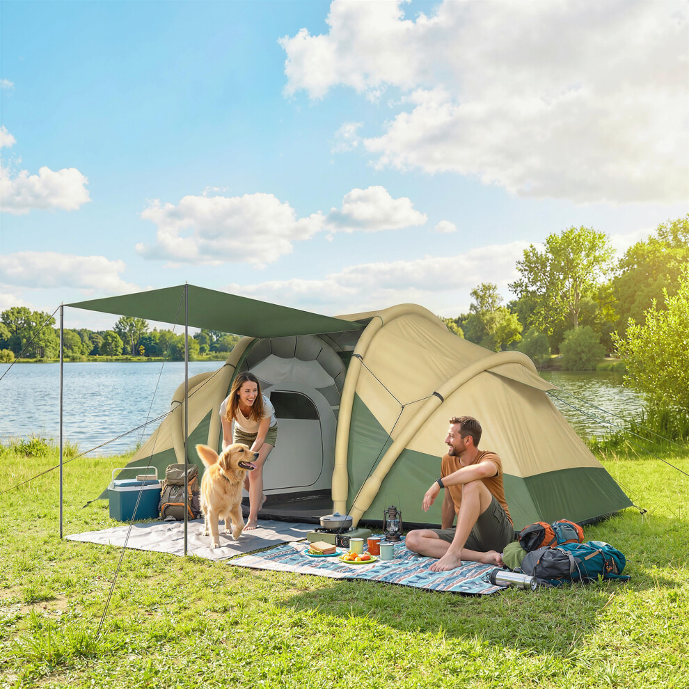 Outsunny Inflatable Tent Tunnel Design For 4 Person, Green