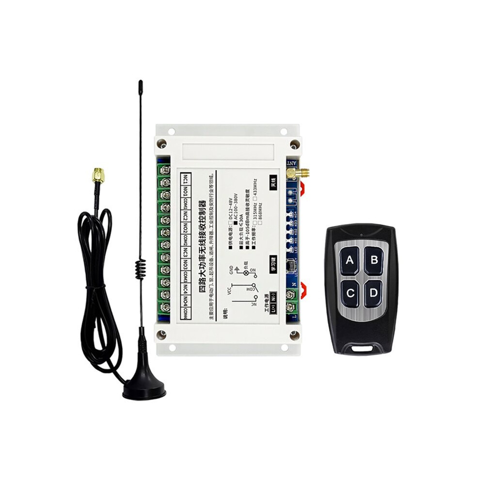 300M Ac100v-400V 4Ch Wireless Remote Control 30A Relay Receiver Transmitter With Suction Antenna 433Mhz Receiver 6031370452131