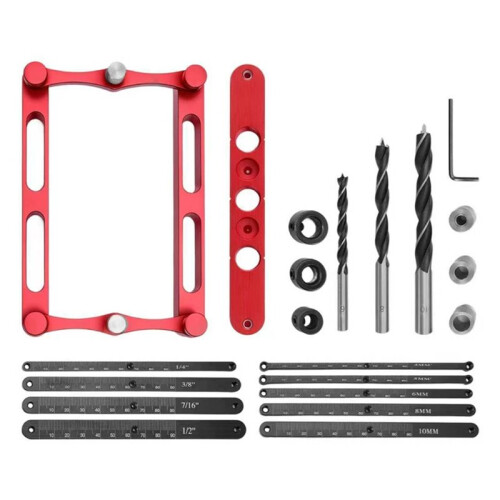 Woodworking Doweling Jig with Interchangeable Rods, Self-Centering Drill Guide for Precise Joinery