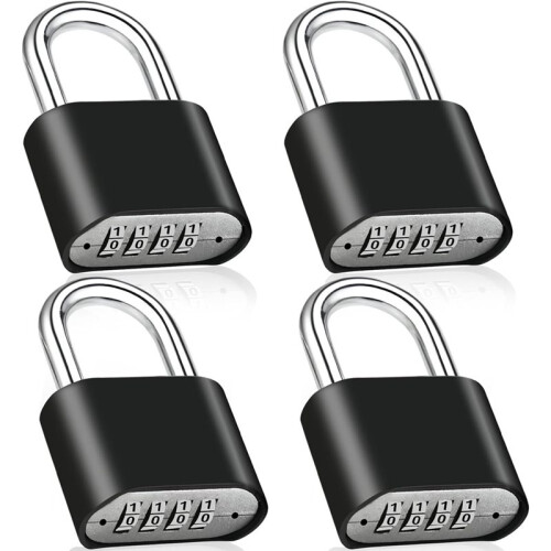 4pcs Combination Lock, 4-Digit Heavy Duty Combo Lock, Combination Padlock Outdoor Waterproof Gate Locks for Fence