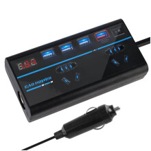 200W Car Inverter Power Adapter with 8 QC 3.0 USB/PD/Type-C Chargers for Mobile Phones Charging