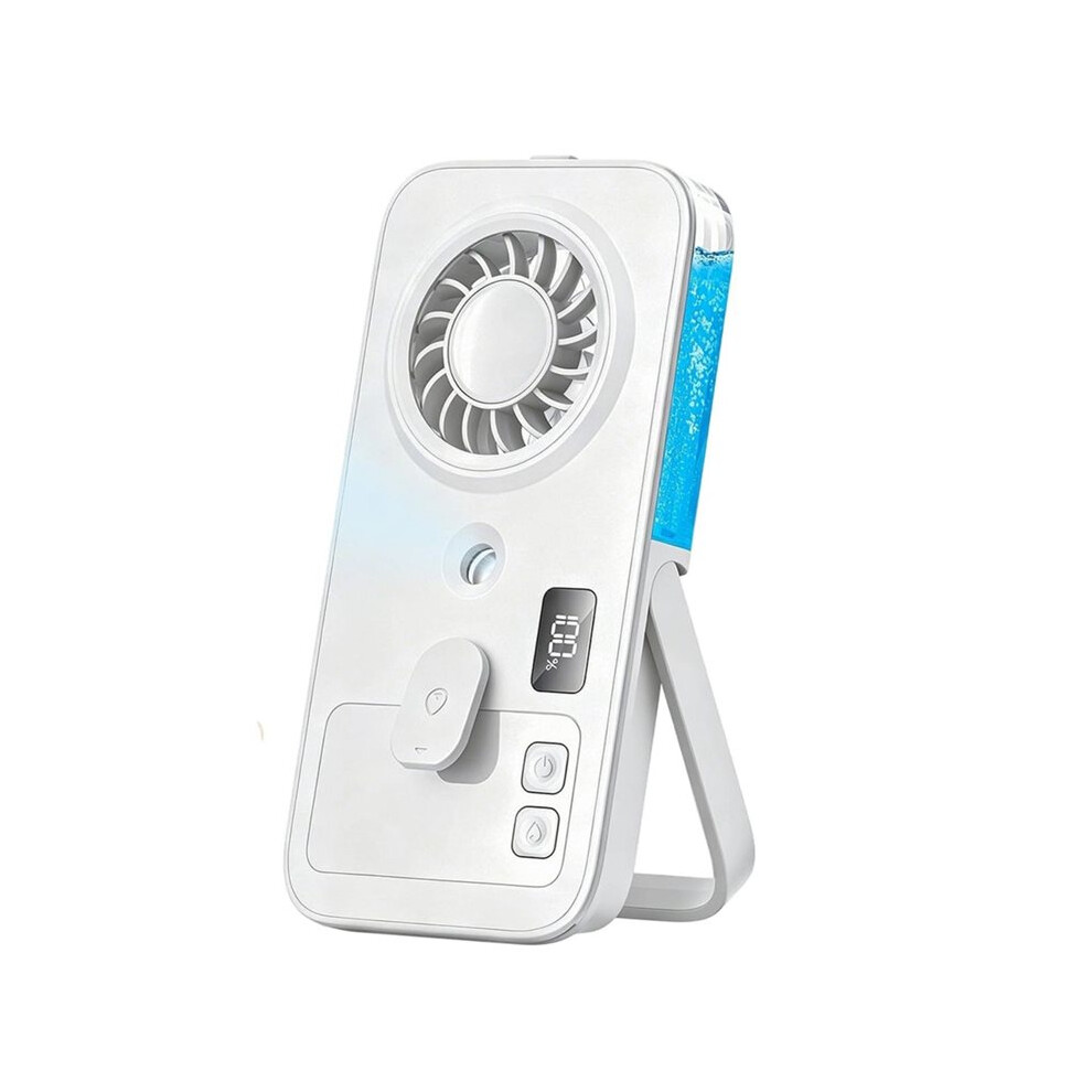 Portable Handheld Misting Fan Rechargeable Fan 4-Speed Led Display Personal Cooling Water Spray Fans White 6032703815586