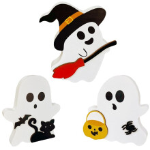 Lovely Halloween Decorations Weird Decorative Black Cat, Bat, Witch Broom Logo Tray Decoration Home Shelf Display