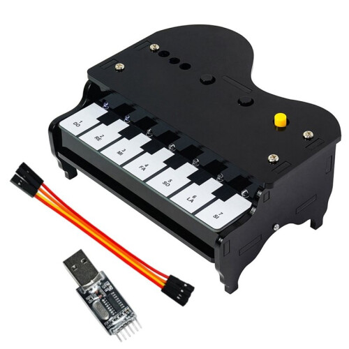 Electronic Keyboard DIY Kit Supports Graphical Programming 12 Sound Effects+7 Music Tracks LED Lights Practice DIY Kit